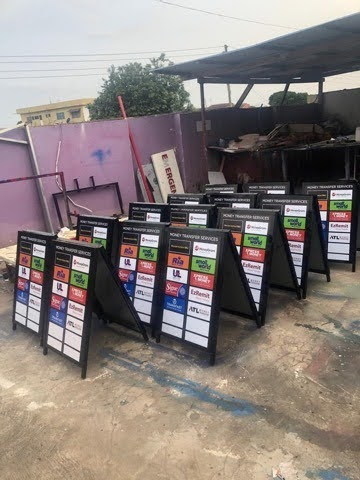 Money Transfer A-Stand Displays